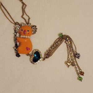 Betsey Johnson Orange Koala Necklace